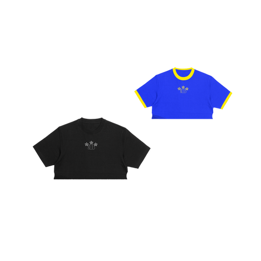 B STAR WOMENS BABY TEE[BLACK/ROYAL BLUE]*2-FOR-1 SPECIAL