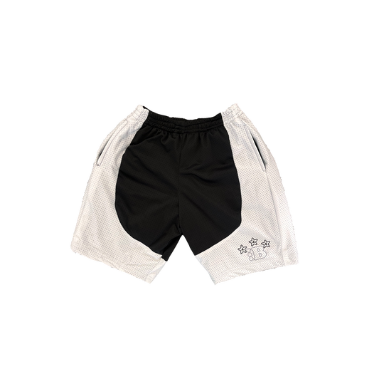 B STAR ESSENTIAL MESH SHORTS [BLACK/WHITE]