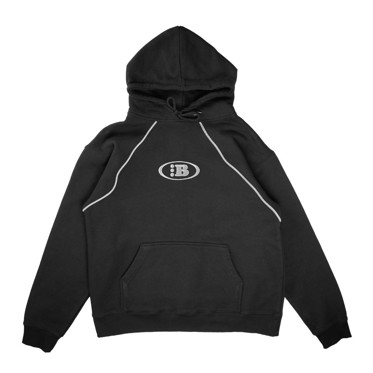 B LOGO STAPLE PIPING HOODIE[BLACK]
