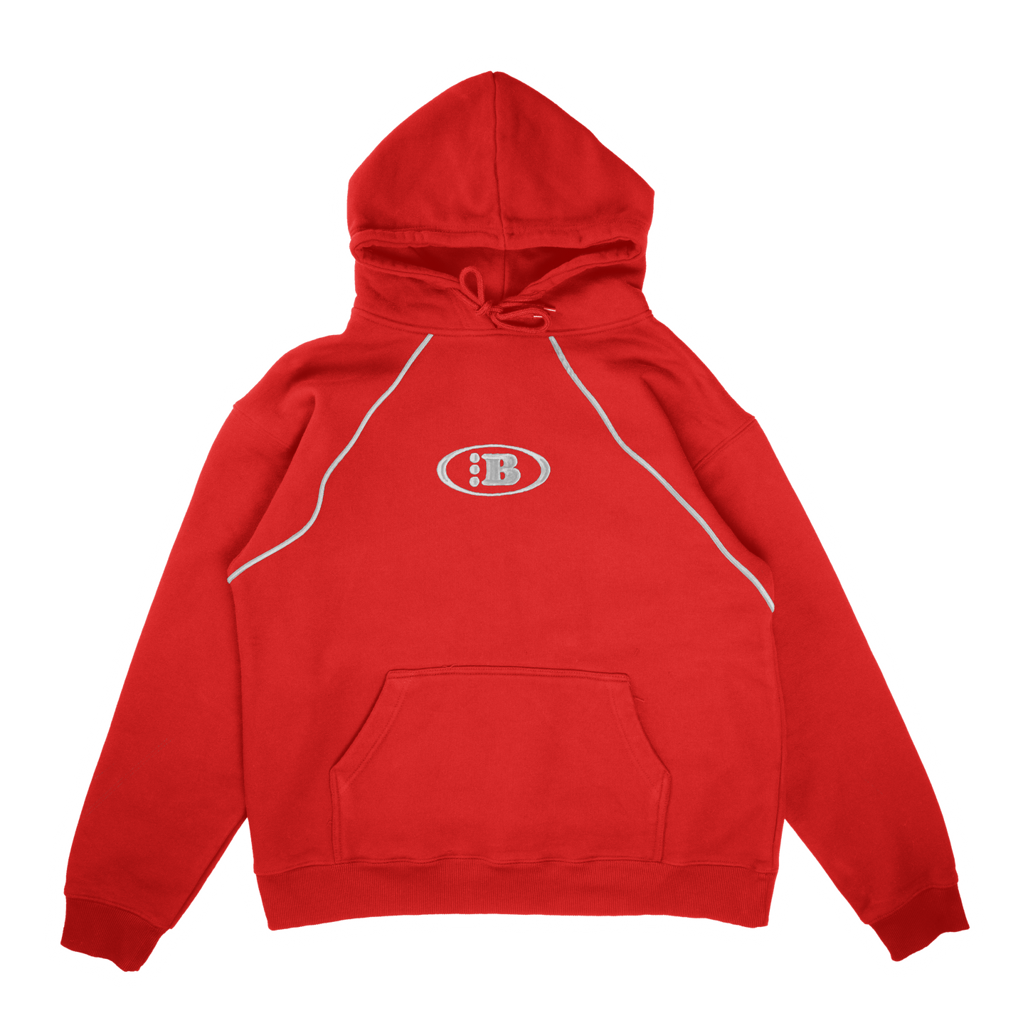 B LOGO STAPLE PIPING HOODIE[RED]