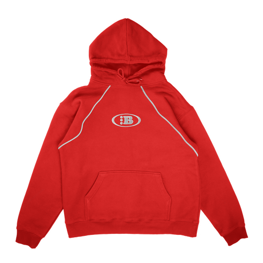 B LOGO STAPLE PIPING HOODIE[RED]